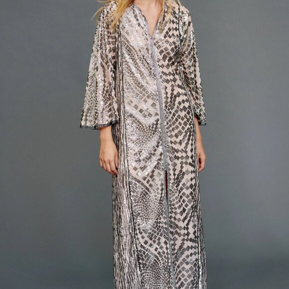 Anna Sui Free People Silver Maxi Dress - Picture 1 of 5